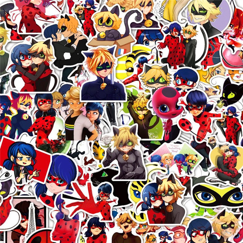 Bộ 100 Miếng Dán Họa Tiết M-Iraculous L-Adybug Series 03 Chống Thấm Nước Thời Trang Diy