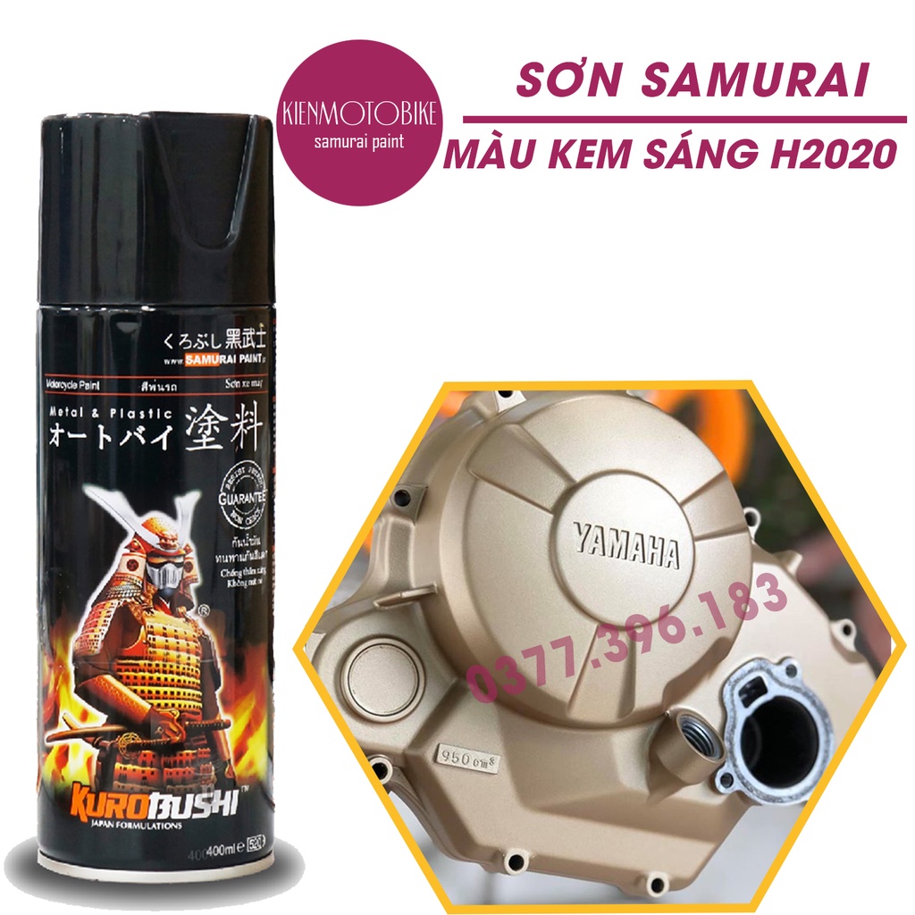Sơn Samurai màu kem sáng H2020 - chai sơn xịt chuyên dụng dành cho sơn xe máy