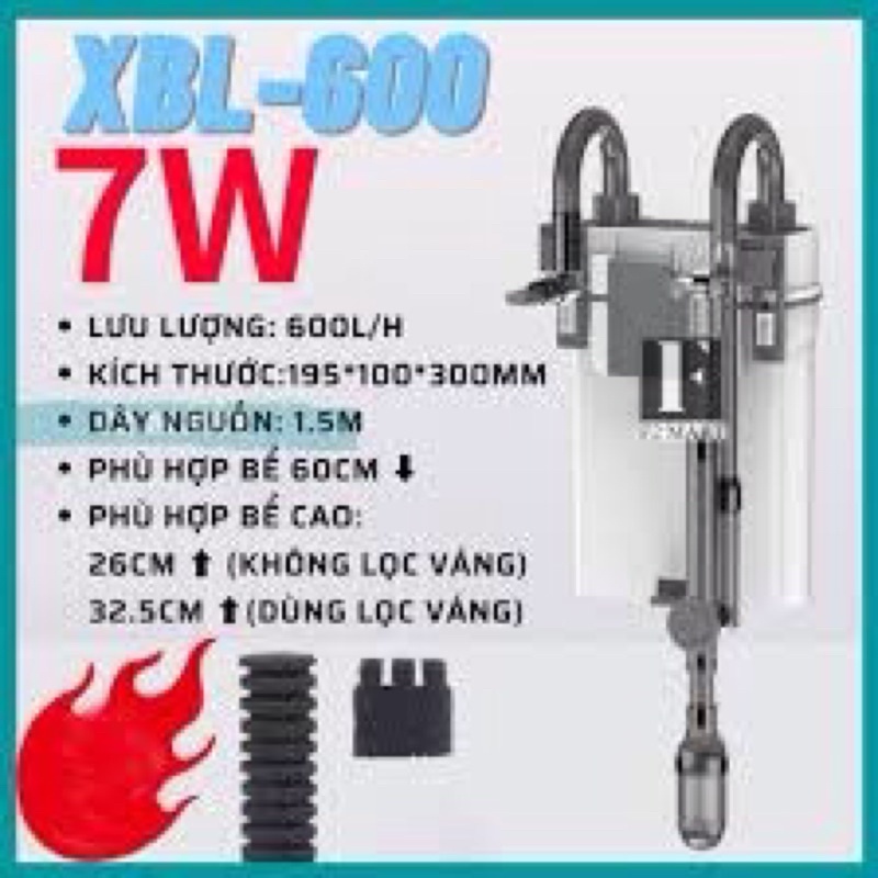 Lọc Treo Cho Hồ Cá Tép, Thuỷ Sinh XIAOLI SUNSUB XBL-600 | Công Suất 7W