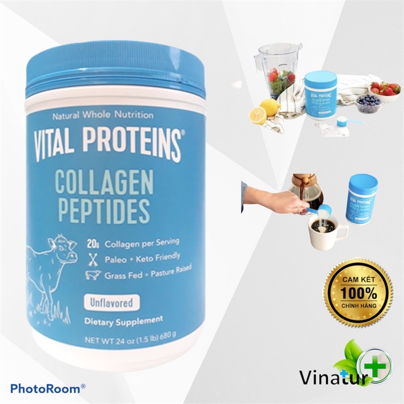Bột collagen thủy phân Vital Proteins Collagen Peptides Unflavored của Mỹ
