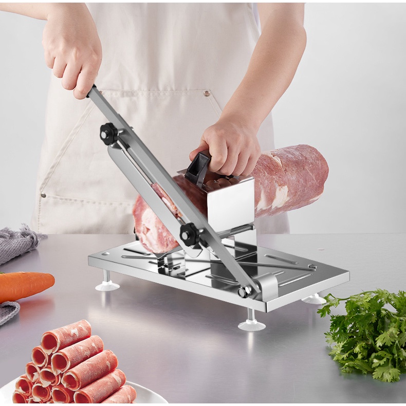 Máy thái thịt đông lạnh bằng tay, máy cắt thịt đông lạnh, sườn non, rau củ đa năng