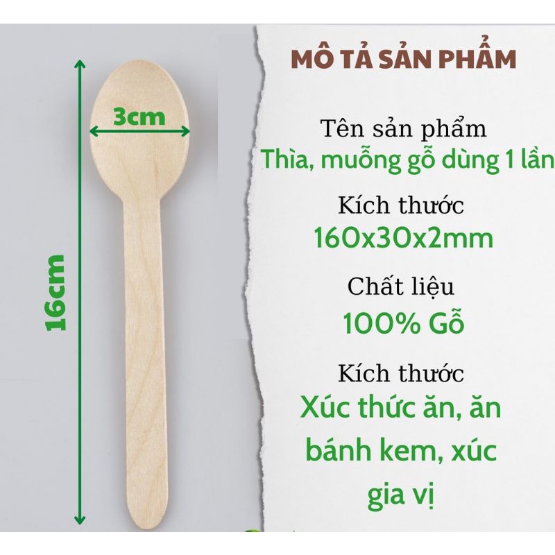 100 Muỗng Nĩa Gỗ dùng ăn sữa chua, cafe,...