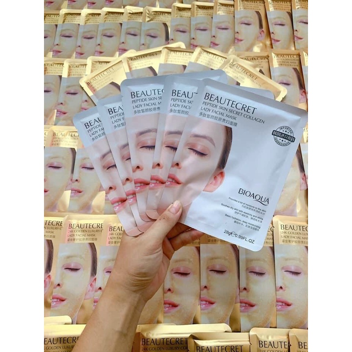 Combo 10 miếng Mặt nạ thủy tinh - Thạch collagen Beautecret Bioaqua