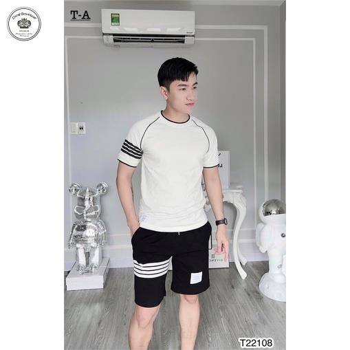 Bộ đồ nam THOME BROWN kẻ viền vai 3 sọc cao cấp