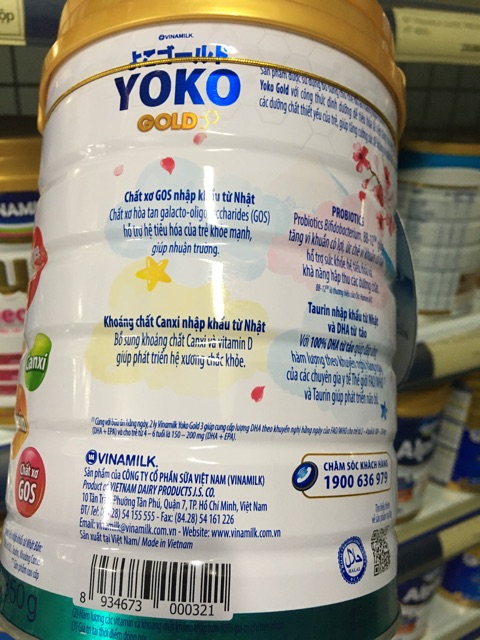 Sữa bột Yoko 3 (850g) trẻ từ 2-6 tuổi. NSX: 19/11/2021. Hsd: 19/11/2023 tặng balo voi xanh dễ thương