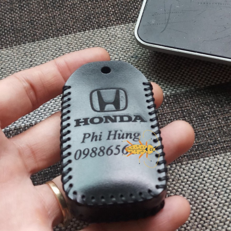 Bao Da Chìa Khóa Ôtô Honda CRV, City, Civic  Da Bò Nhập Khẩu ITALIA, Khắc Tên + Số ĐT Chủ Xe