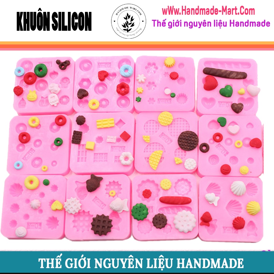 Khuôn silicone mini bánh quy kẹo dẻo đầy đủ hình dạng handmade chuẩn DIY - HM068