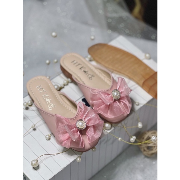 Sục nơ ren công chúa dáng Hàn Quốc da PU cho bé gái,sục trẻ em cho bé gái