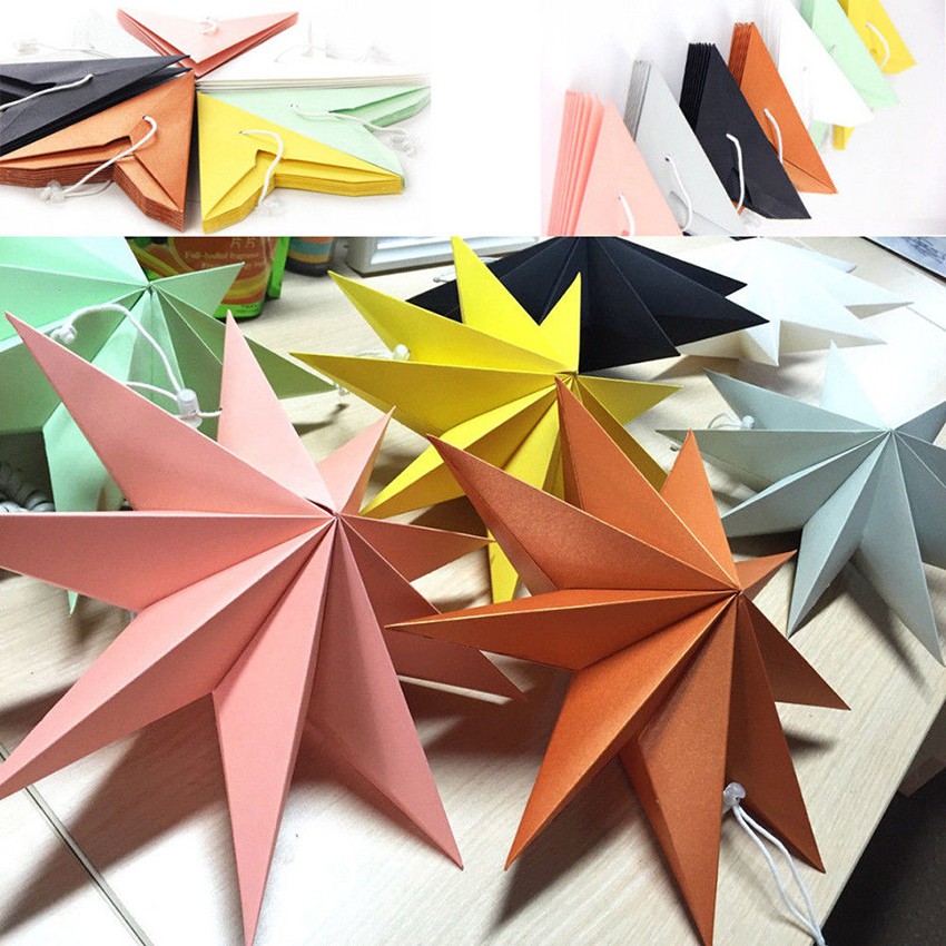 Lồng Đèn Giấy Hình Ngôi Sao 3D Treo Trang Trí Giáng Sinh