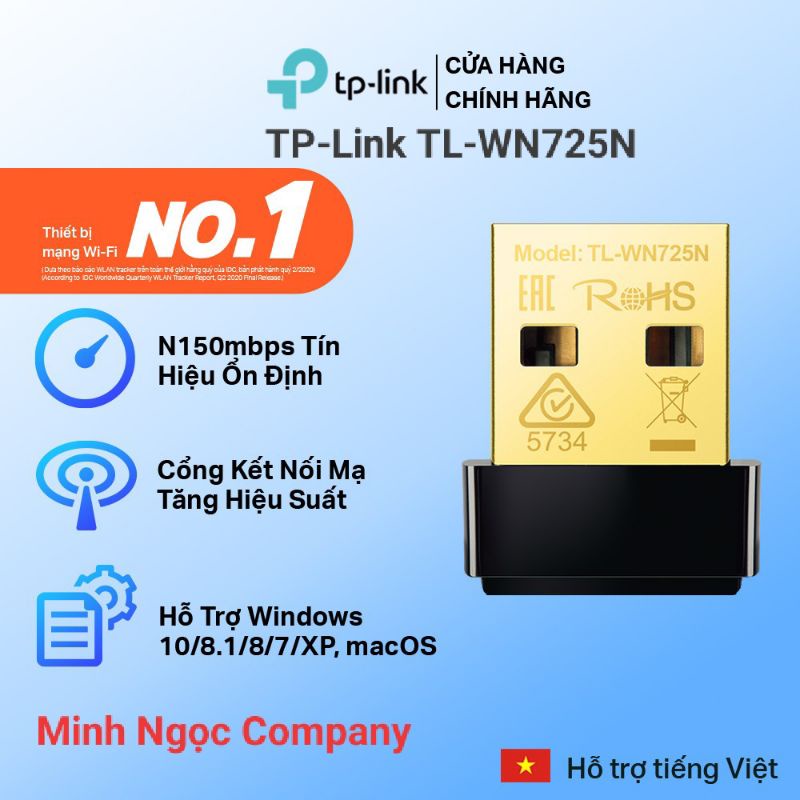 Bộ thu sóng WiFi Tp-Link TL-WN725N chuẩn N150Mbps - Hàng Chính Hãng