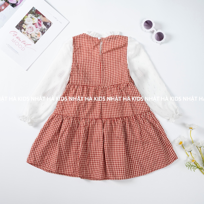 Váy bé gái thu đông NHẬT HÀ Chất đũi mềm mại thiết kế dài tay size đại từ 11-45kg