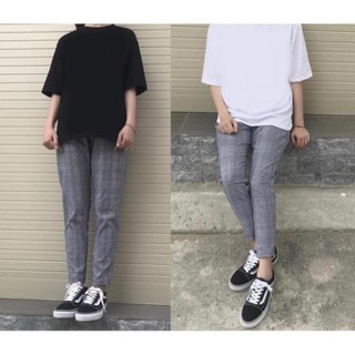 Quần thun dài sộc kẻ CARO xám Unisex
