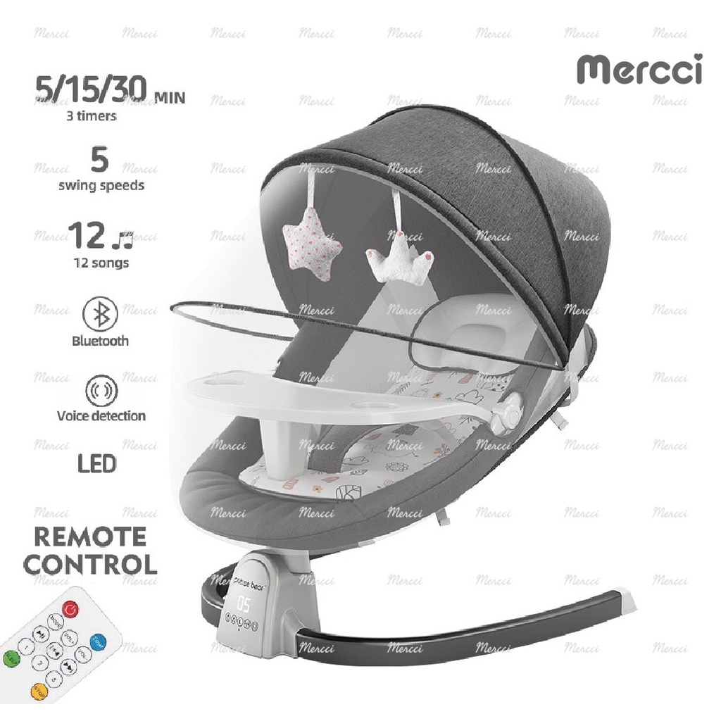 MC-B04 NÔI ĐƯA TỰ ĐỘNG RU BÉ NGỦ THÔNG MINH điều khiển từ xa, kết nối Bluetooth, Tích Hợp Bàn Ăn 3 Chế Độ Nghiên nôi