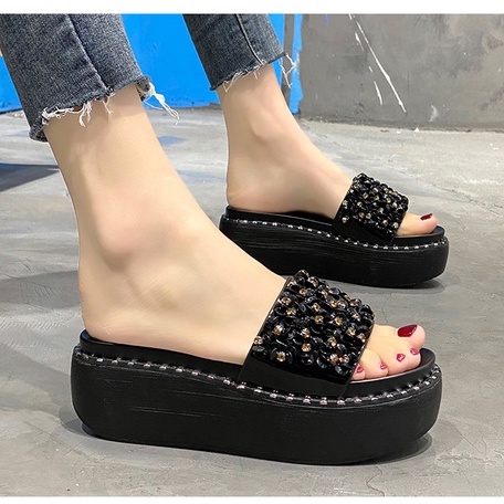 Dép Nữ Đế Xuồng Cao Gót Quai Ngang 6Cm