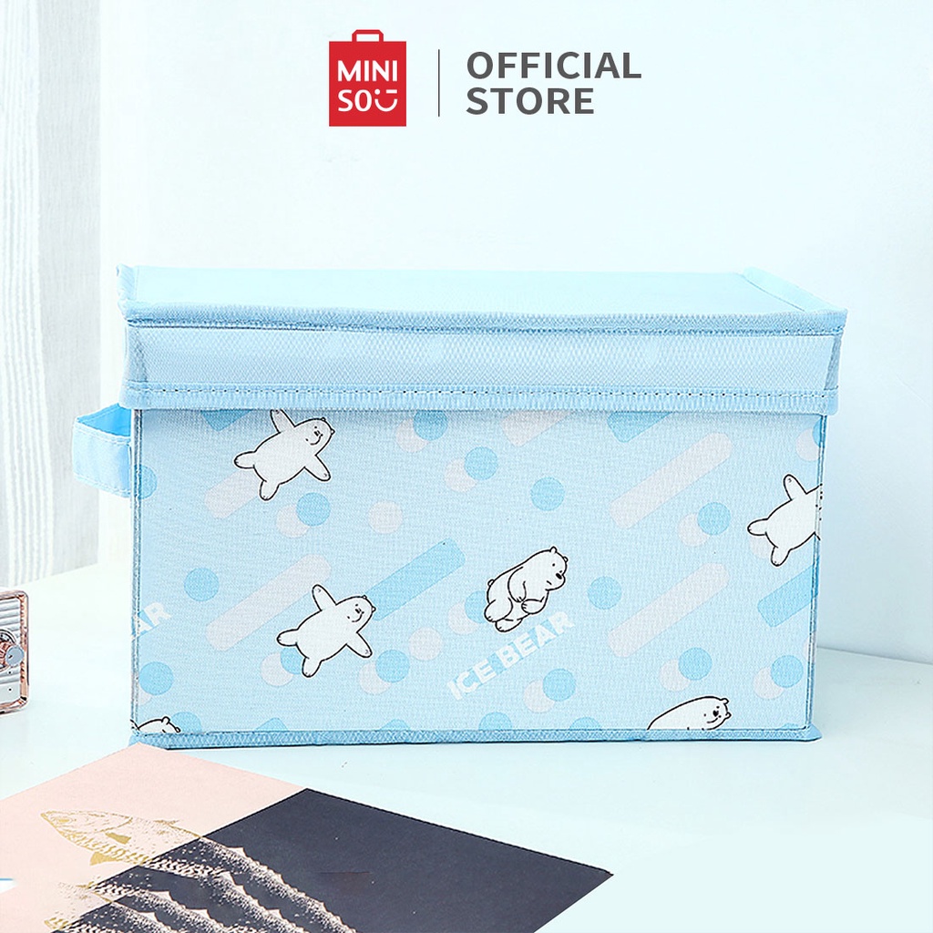 Thùng đựng đồ Miniso x We Bare Bears kèm nắp đậy size nhỏ (Panda)