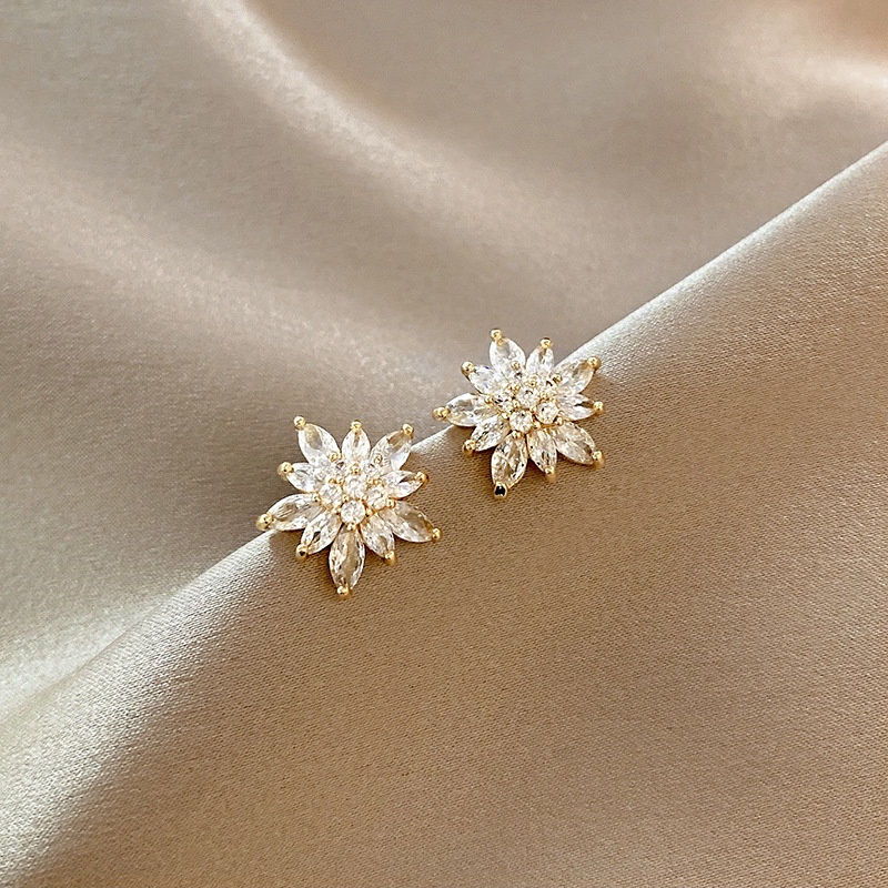 Bông Tai Mặt Tròn Đính Đá Zircon Phong Cách Hàn Quốc Thời Trang Mới Cho Nữ