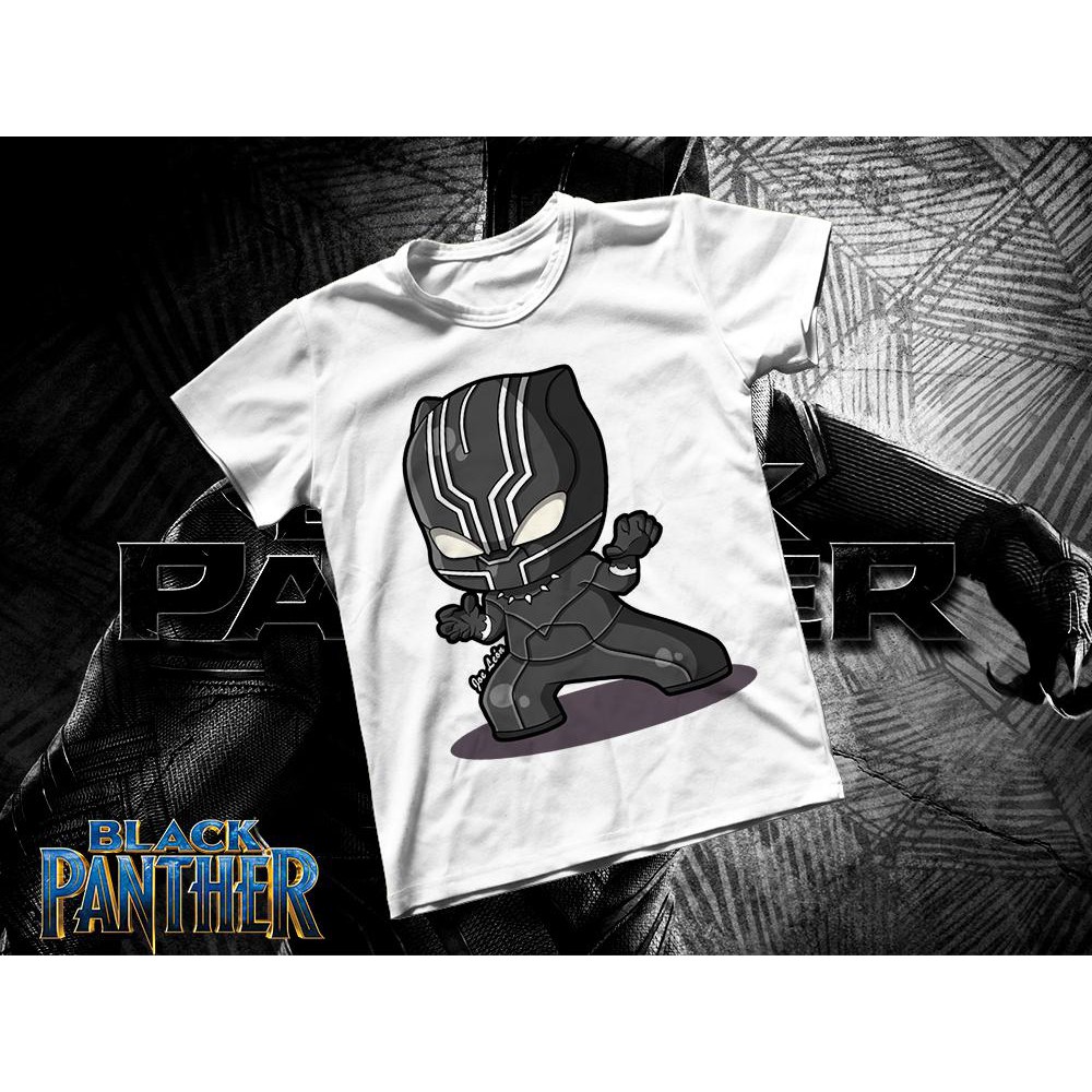 Áo thun Cotton Unisex - Movie - Black Panther - Black panther Tchala chibi