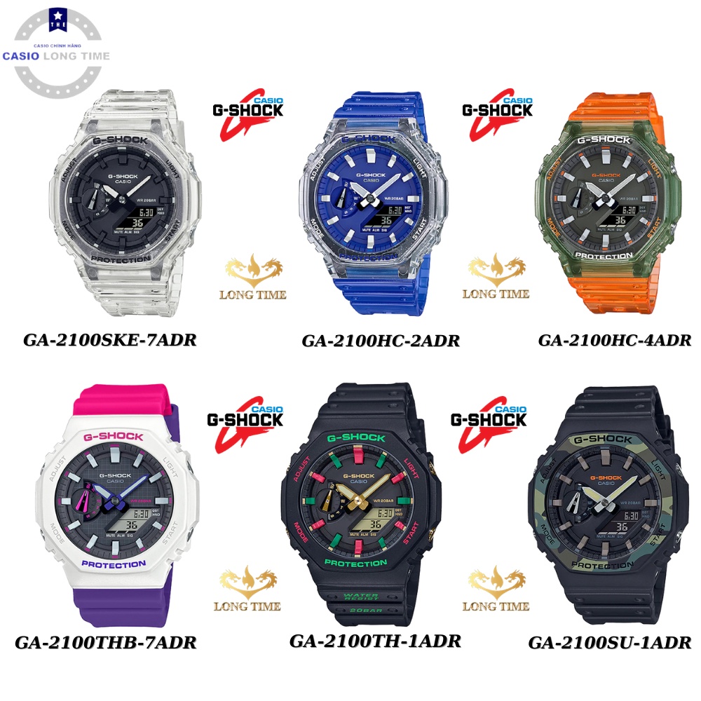 Đồng Hồ Nam Casio G-Shock GA-2100 Dây Nhựa - Cấu Trúc Lõi Carbon trong suốt - nam tính mạnh mẽ bảo hành quốc tế 12 tháng