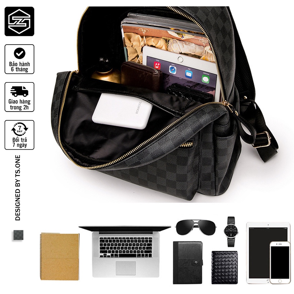 Balo da caro, Balo da nam nữ đi học đi chơi TS.ONE cao cấp chống nước  có thể đựng laptop 14 inch CARO1