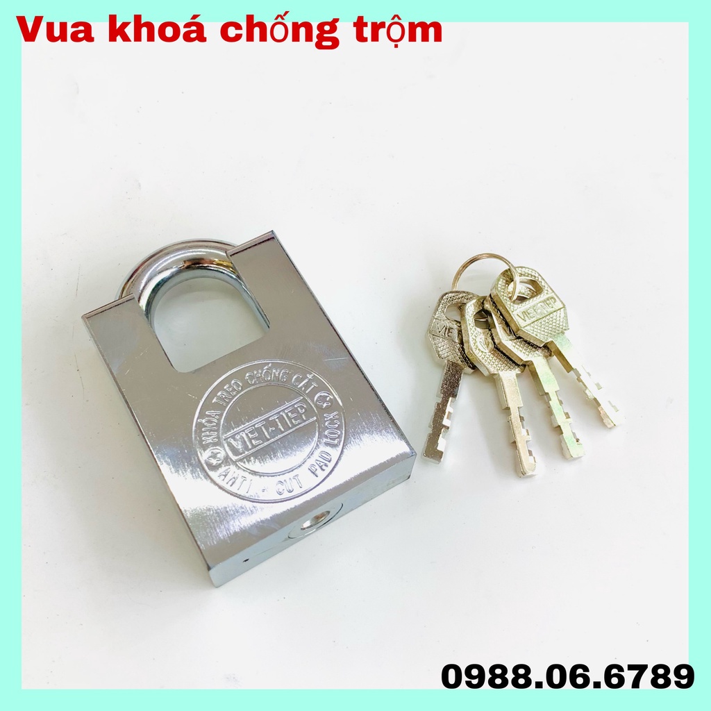 Ổ khóa cửa treo Việt Tiệp hợp kim chống cắt màu trắng⚡FREE SHIP⚡ Khóa cần chìa chống quên chìa. hợp kim thép cao cấp