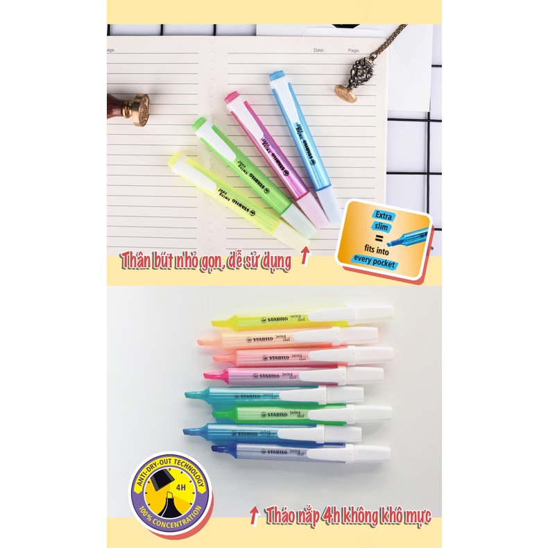 Hộp 10 cây bút dạ quang STABILO Swing cool Pastel + Original