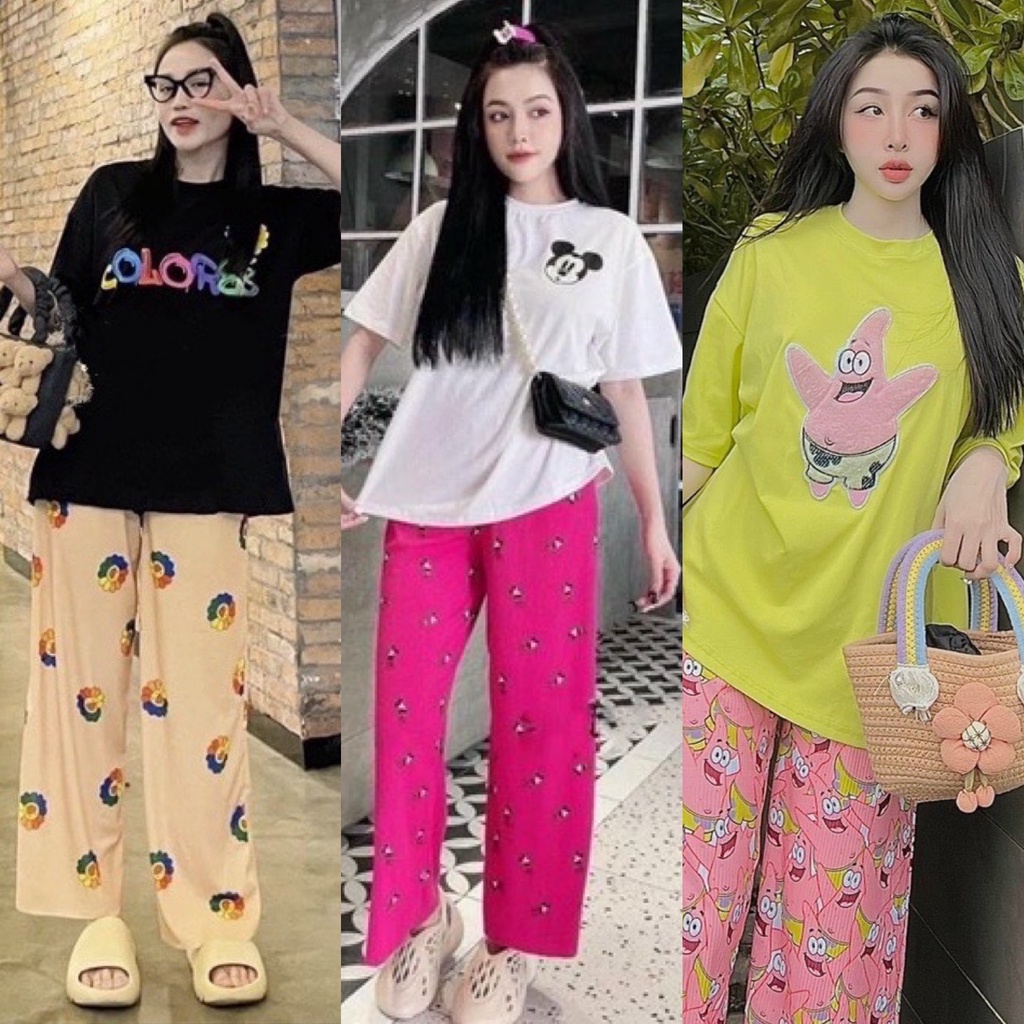 SET ÁO THUN KÈM QUẦN ỐNG RỘNG