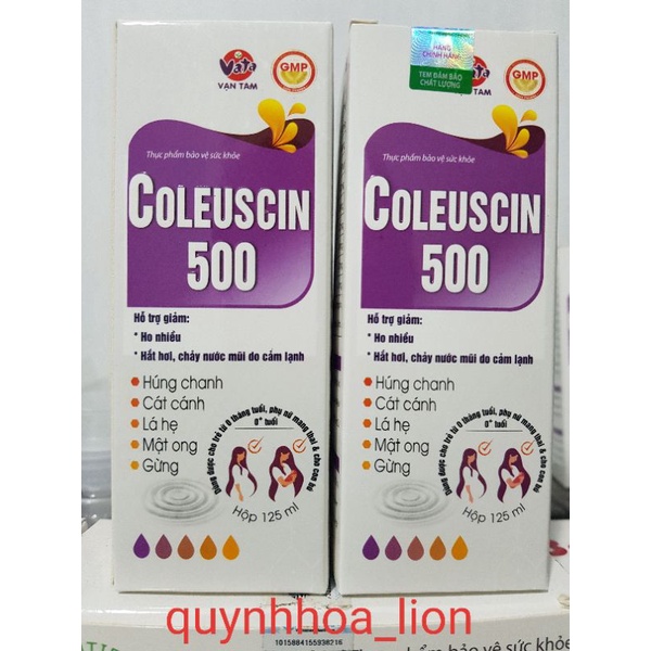 SIRO GIẢI CẢM, GIẢM HO COLEUSCIN 500_ Hỗ trợ giảm ho nhiều, hắt hơi, chảy nước mũi do cảm lạnh