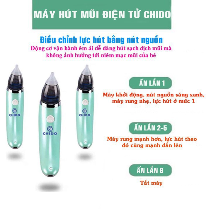 Máy hút dịch nước mũi CHIDOCHÍNH HÃNG Giúp hút dịch, làm sạch mũi cho bé mà không gây đau rát