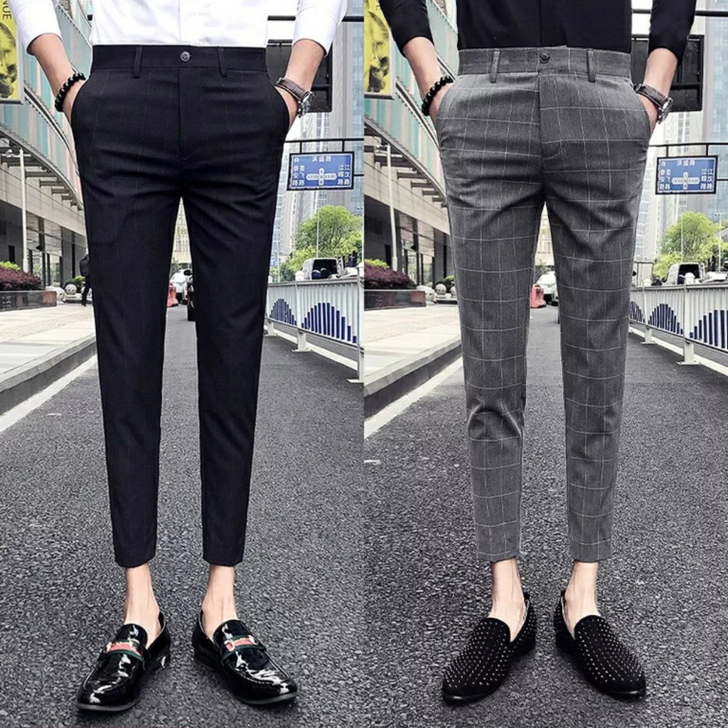 QUẦN TÂY NAM DÁNG BODY ỐNG CÔN 4 MÀU SỌC CARO ĐẸP HOT TREND