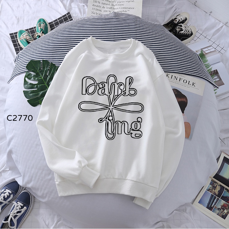 Áo Hoodie In Chữ seventeen darl + ing Cá Tính Thời Trang unisex