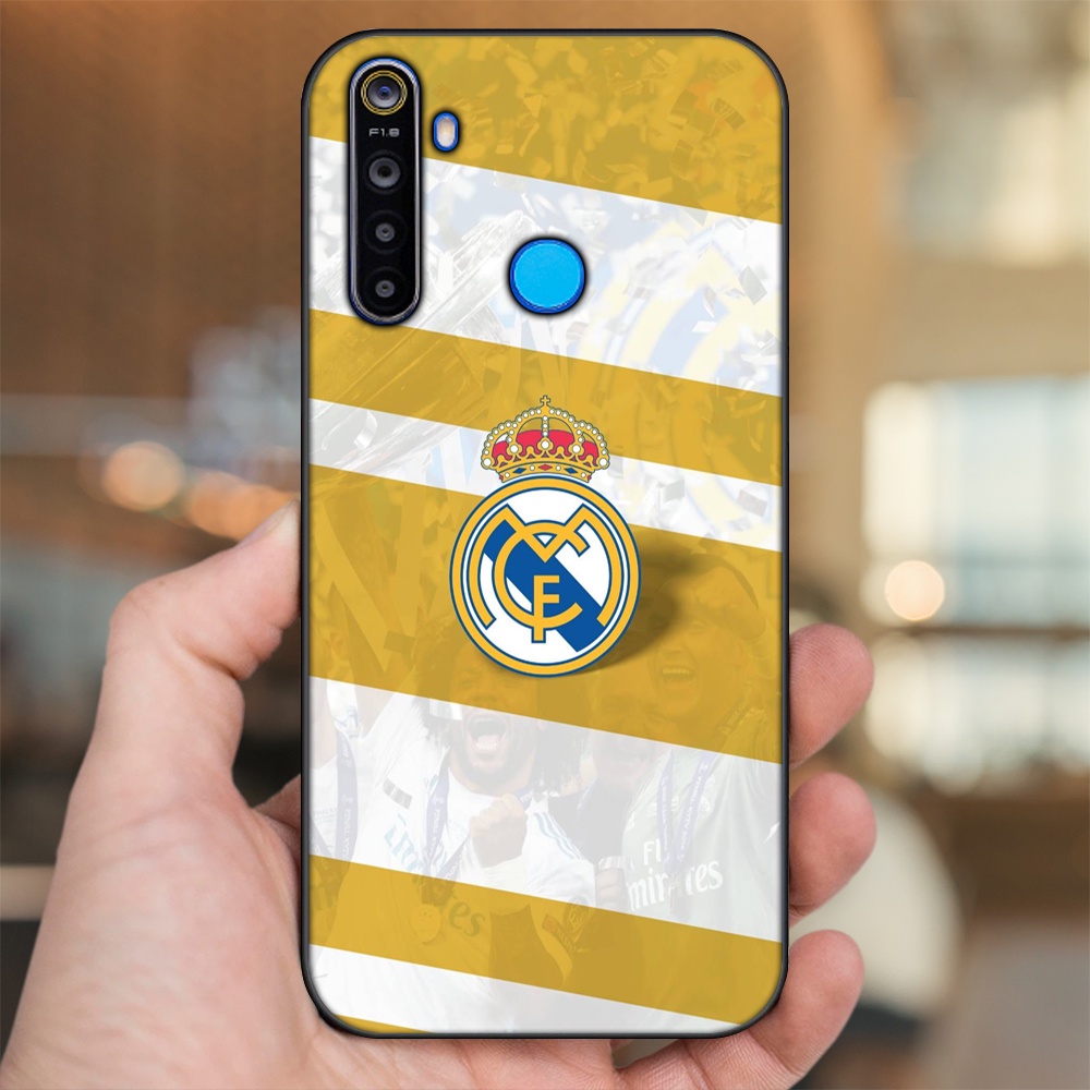 Ốp lưng Realme 5, 5 Pro viền đen in hình Real Madrid