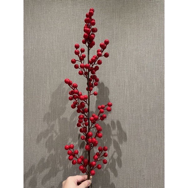cành đào đông đỏ mang may mắn tài lộc, cành đào cherry ngày tết (1 CÀNH/ 12 NHÁNH QUẢ)
