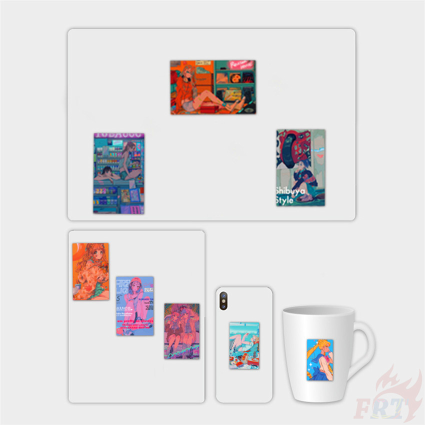 Set 50 hình dán cô gái POP JDM Harajuku 03 chống thấm nước DIY