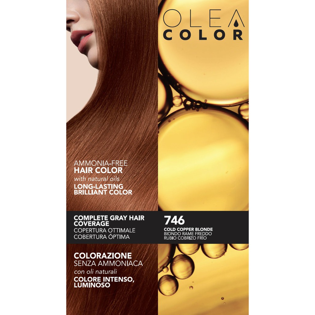 [VÀNG ÁNH ĐỒNG] Thuốc nhuộm tóc không Amoniac Olea Color ITALY Màu 746 Cold Copper Blonde