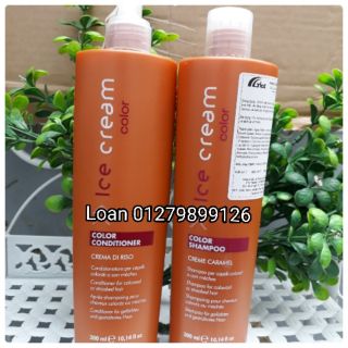CẶP DẦU GỘI XẢ DƯỠNG MÀU TÓC NHUỘM ICE CREAM COLOR INEBRYA 300ML X 2