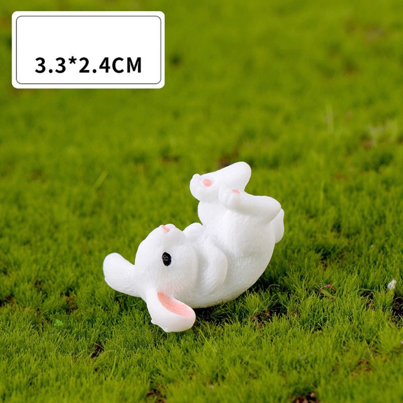 Bộ 4 Mô Hình Thỏ Trắng Trang Trí Tiểu Cảnh Vườn / Hồ Cạn