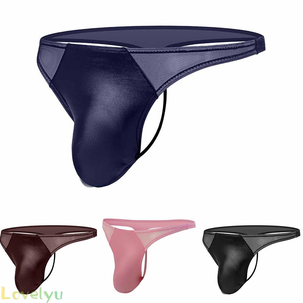 &lt;READY STOCK&gt;Men Erotic Panties Sexy Patent Leather Transparent Mesh G String TBack Thong Underwear RaeSlU Aufose100% brand new！