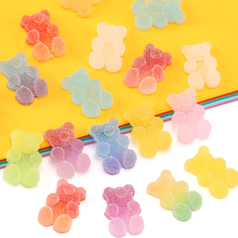 Set 20 Phụ Kiện Trang Trí Móng Tay 3D Bằng Nhựa Resin Mềm Hình Gấu Màu Gradient Phong Cách Nhật Bản Dễ Thương