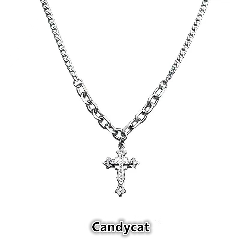 Fashion New Cross Necklace Men's Tide Light Luxury Niche Women Couple Jewelry Men's Sweater Chain Ins Hip-hop Design Sense Cuban Necklace