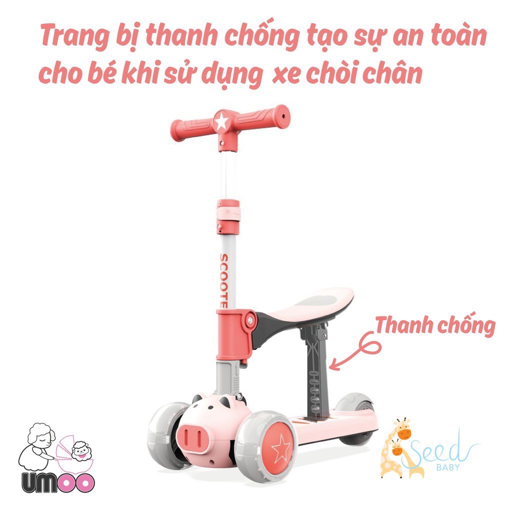 Xe trượt scooter cho bé 2 trong 1, xe chòi chân Umoo - SEED BABY