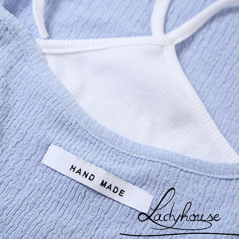 Áo thun tay dài hở rốn giả hai màu tương phản thời trang cho nữ