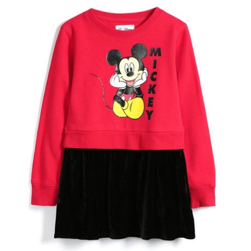 Váy Nỉ Bé Gái Mickey Đỏ Phối Nhung DN