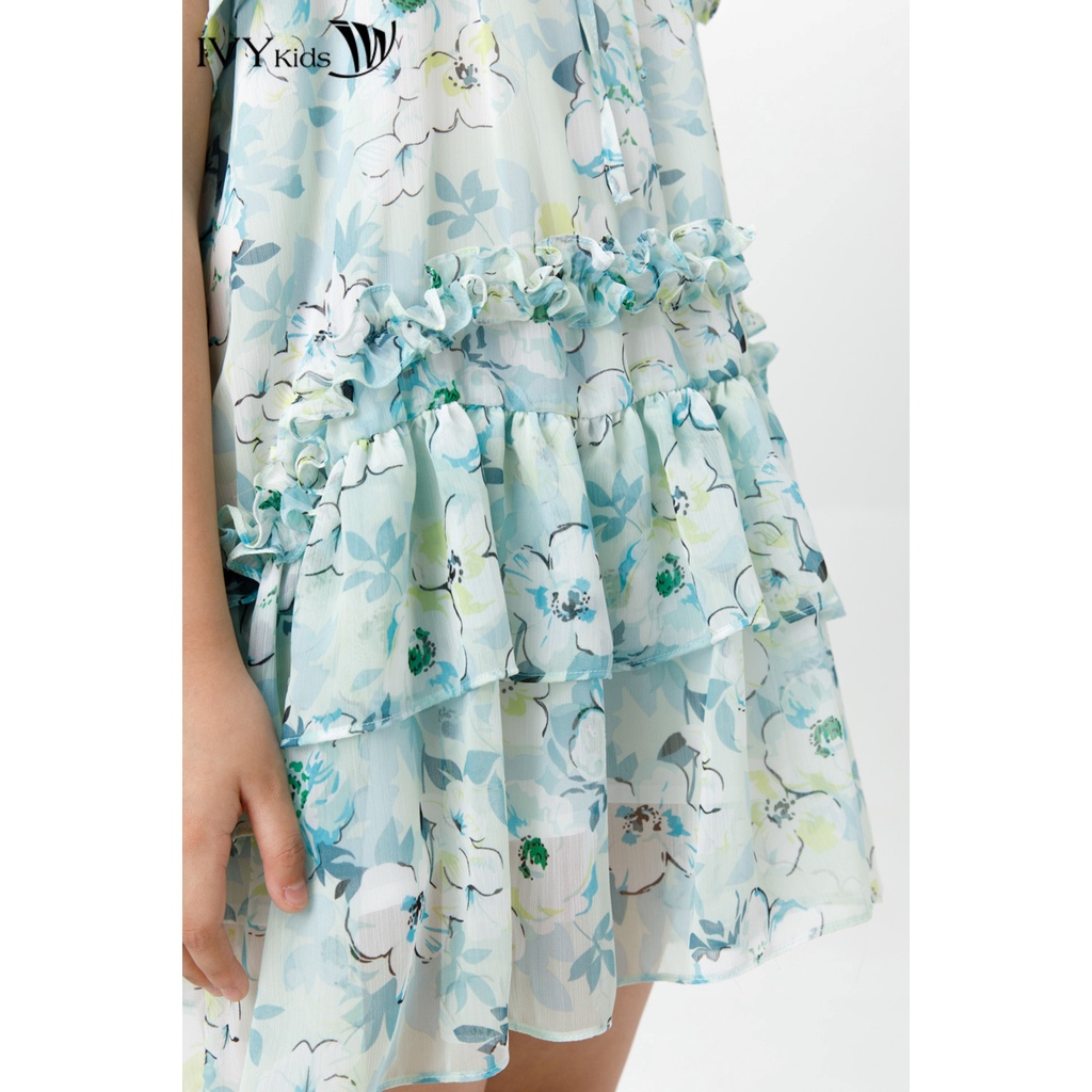 Đầm lụa bé gái nhấn bèo IVY moda MS 48G1506