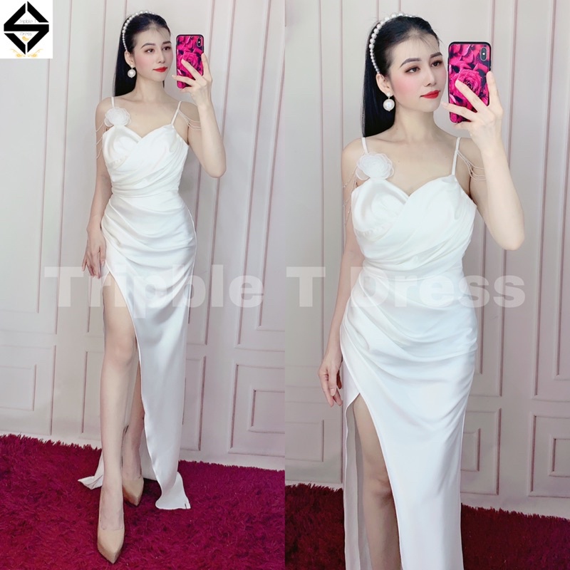 Đầm maxi body 2 dây chuỗi vai xẻ đùi TRIPBLE T DRESS - size S/M/L - MS387V