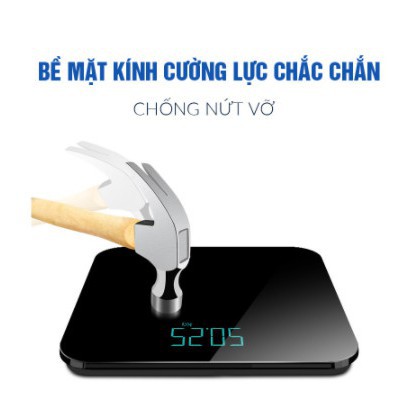 Cân Điện Tử Sạc USB ❤️RẺ VÔ ĐỊCH❤️ Màn Hình LCD Tải Trọng 180kg Mặt Kính Chịu Lực [ Tặng kèm 01 thước dây ]