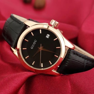 ĐỒNG HỒ NỮ GUOU DÂY DA SỐ G128-ĐEN