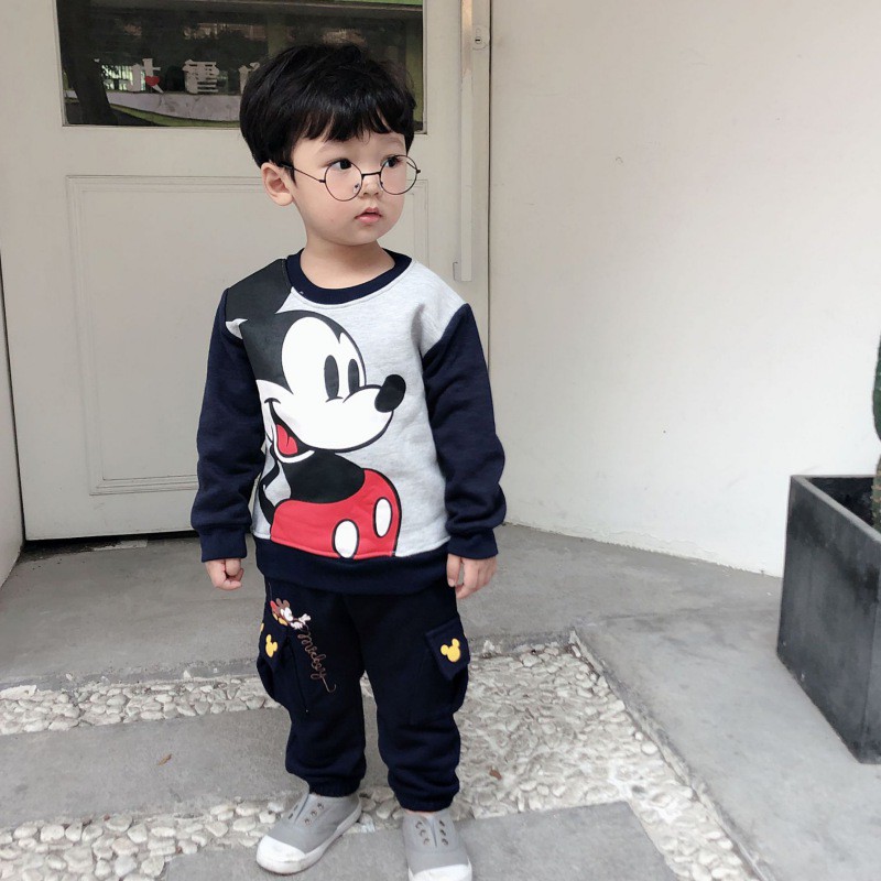 Áo sweater tròng đầu tay dài họa tiết hoạt hình thời trang Hàn Quốc dành cho bé trai và bé gái