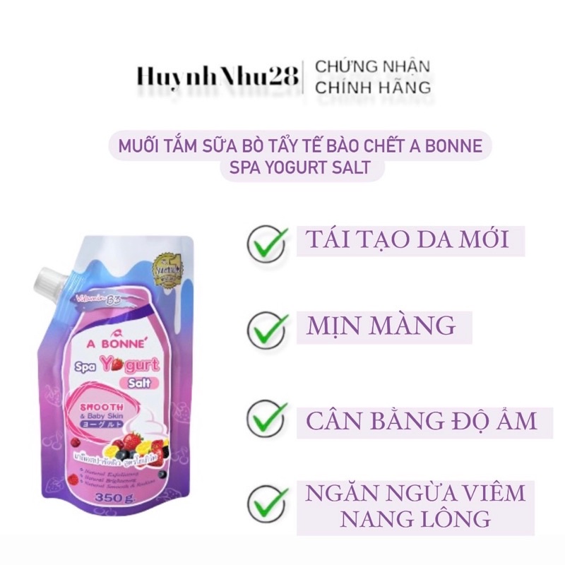 Muối tắm sữa bò yagurt tẩy tế bào chết A Bonne Spa Milk Salt 350g - có vòi