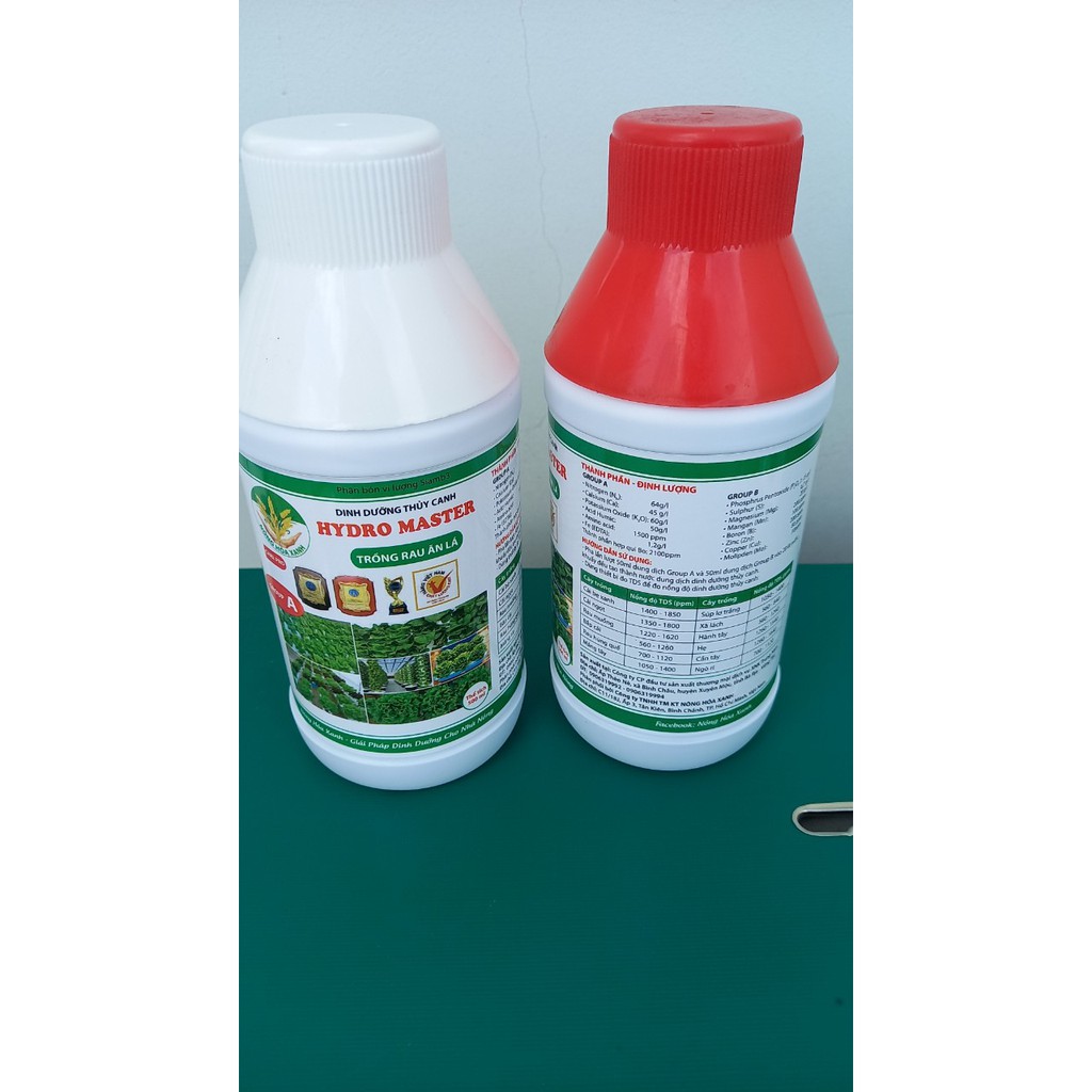 DUNG DỊCH TRỒNG RAU THỦY CANH - HYDRO MASTER 1000 mL (500mL chai Đỏ+500mL chai Trắng)
