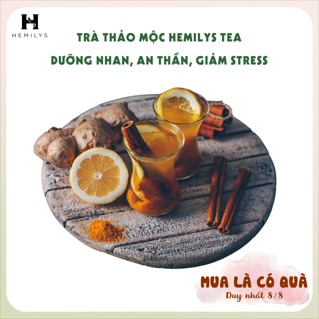 Trà Thảo Mộc Cam Sả Gừng 100% Từ Thiên Nhiên Thải Độc Giảm Cân Tăng Đề Kháng Hemilys Tea DETOX Gói 3g